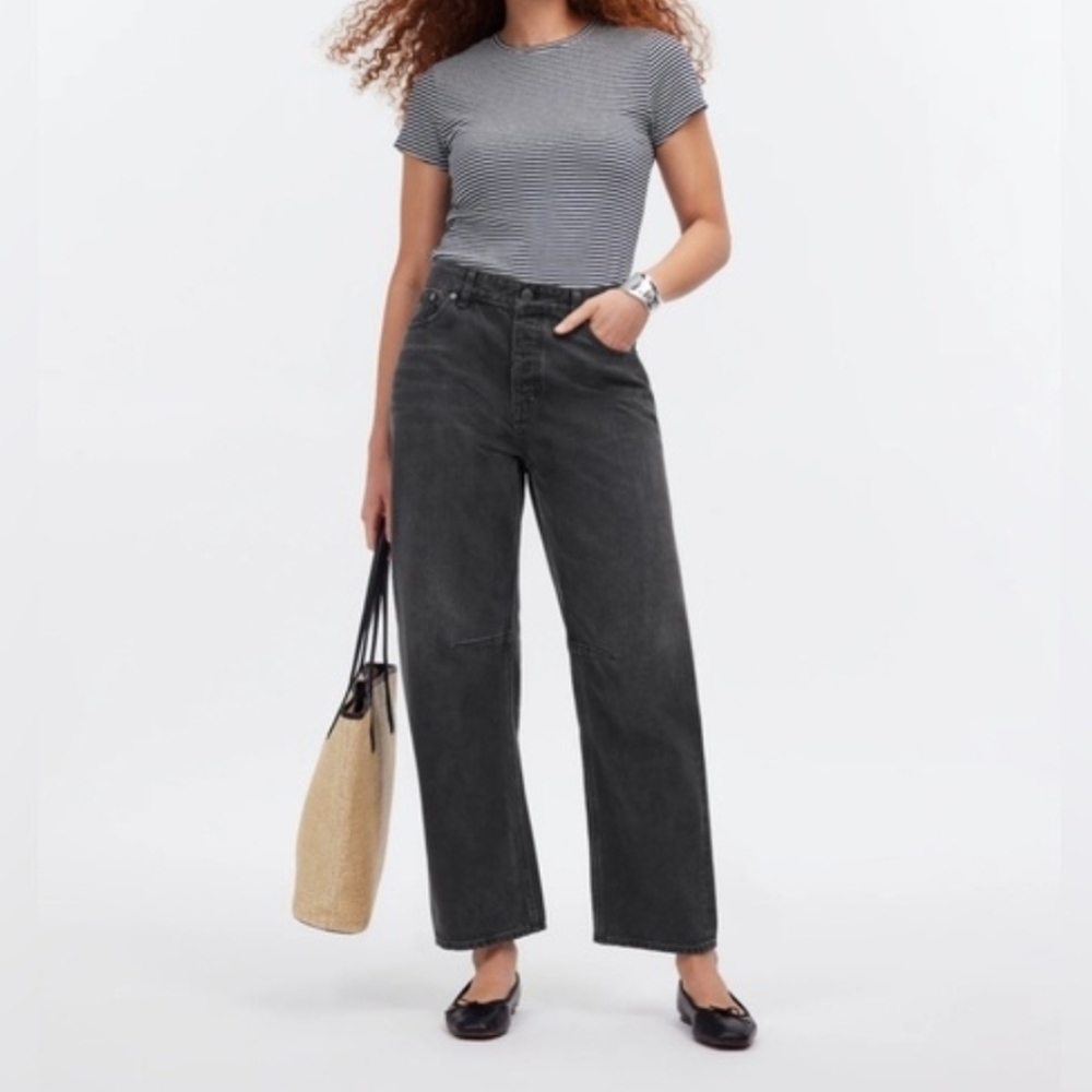 Madewell Jeans Darted Barrel-leg Classic Black Women's Size 30 - Picture 2 of 16